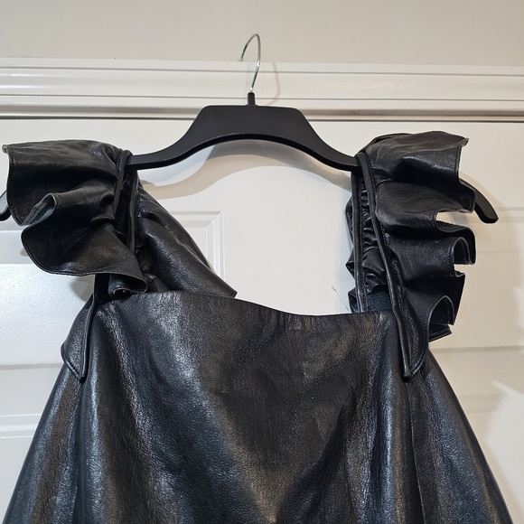 Alice + Olivia Ginny Faux Ruffle Sleeve Black Dress Size 12 - Picture 5 of 14